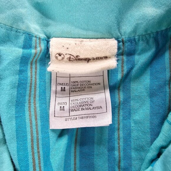 Disney‎ Pajama Shirt Womens Medium Blue Button Up Sleepwear Mickey Mouse Casual - Picture 5 of 8